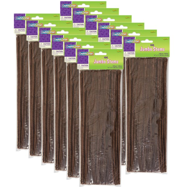 Creativity Street Jumbo Stems, Brown, 12in x 6 mm, 100 Count, PK12 PAC7110-13 - main